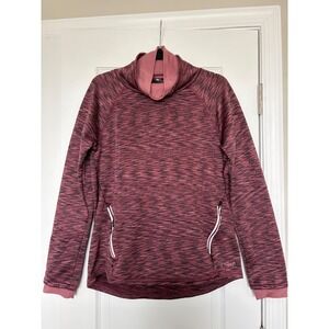 Spyder Active Womens Pink Space Dye Fleece Lined Cowl Neck Pullover Top Large